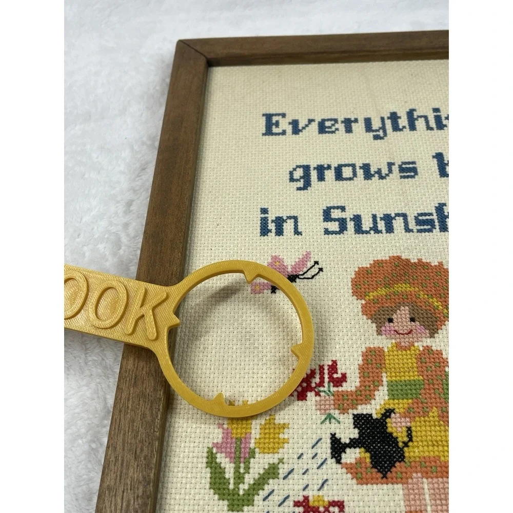 Vintage Cross Stitch Framed Quote Sunshine Love Girl Garden Floral 13x10